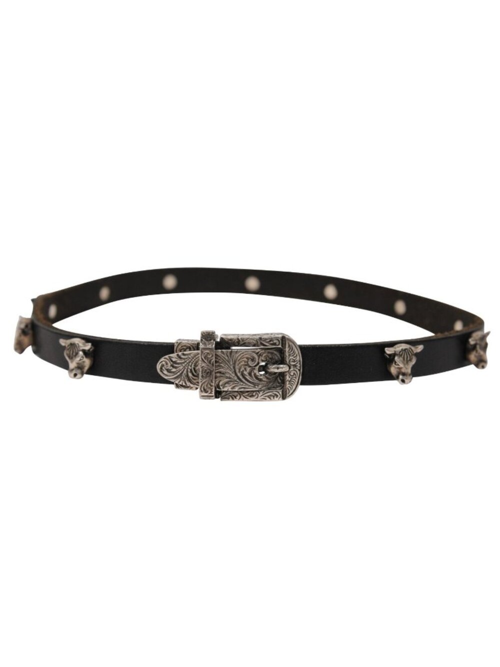 Gucci Anger Forest Bull Head Wrap Bracelet Size 18 .925 Silver Black Leather